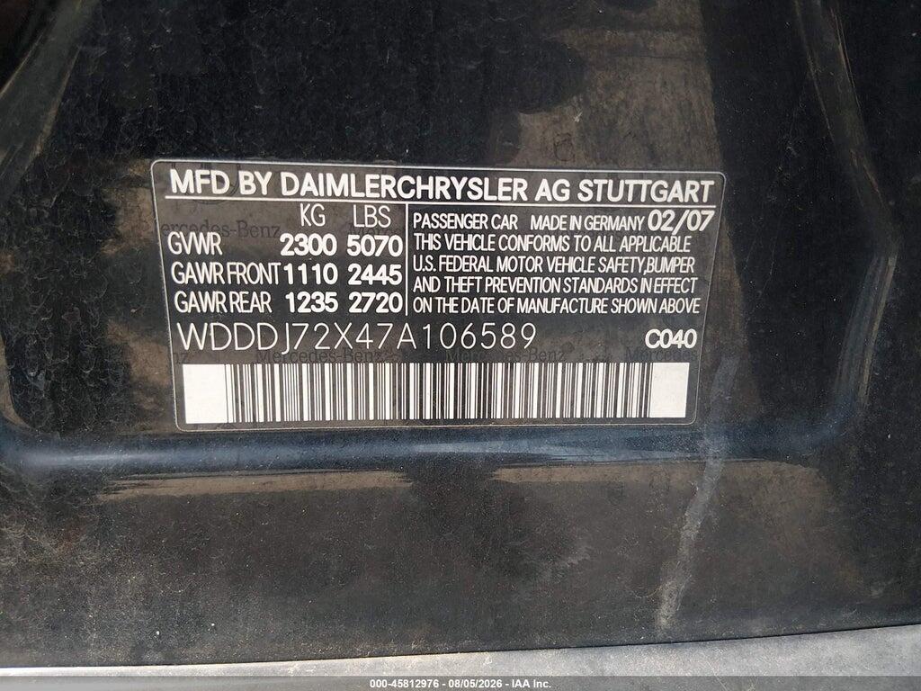 WDDDJ72X47A106589 2007 MERCEDES-BENZ CLS 550 photo no. 9