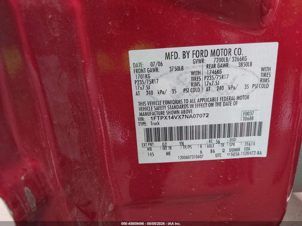 1FTPX14VX7NA07072 2007 FORD F-150 photo no. 9