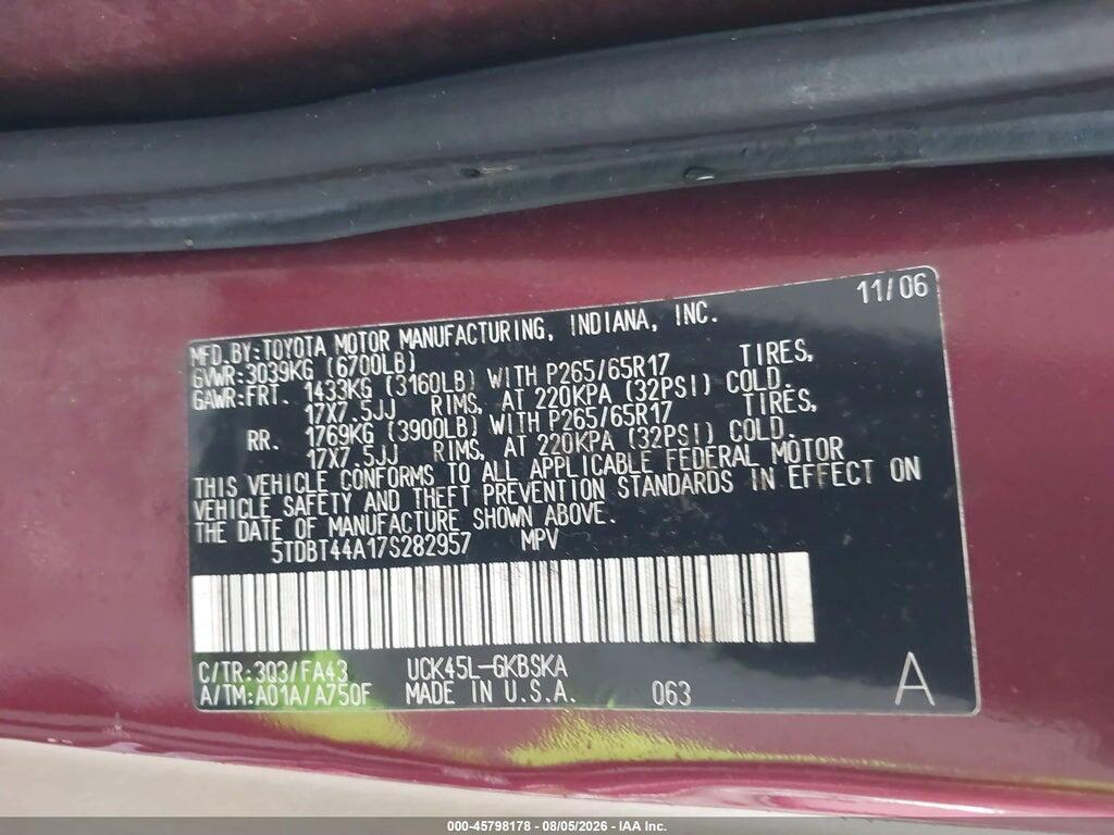 5TDBT44A17S282957 2007 TOYOTA SEQUOIA photo no. 9