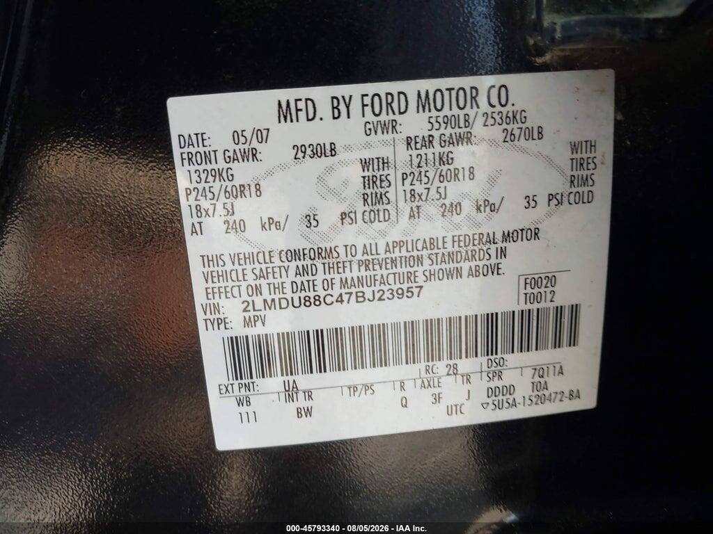 2LMDU88C47BJ23957 2007 LINCOLN MKX photo no. 9