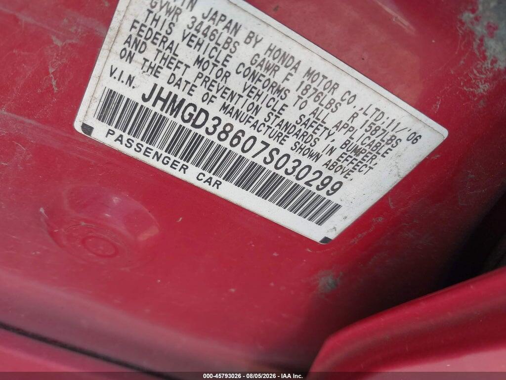 JHMGD38607S030299 2007 HONDA FIT photo no. 9