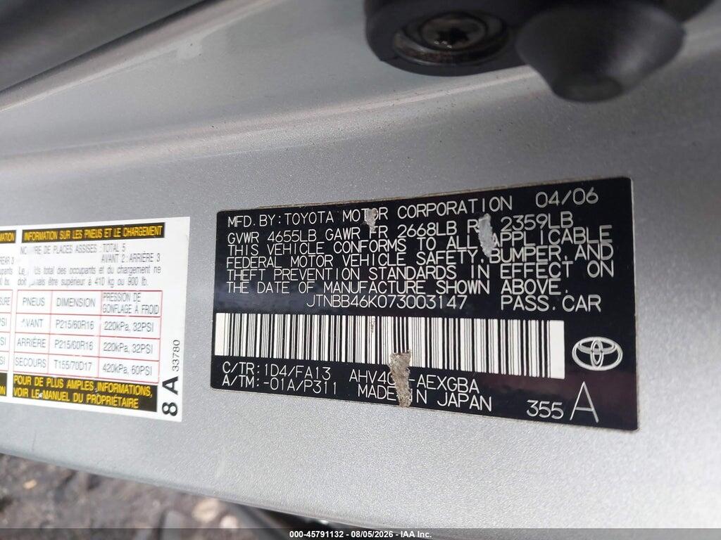 JTNBB46K073003147 2007 TOYOTA CAMRY HYBRID photo no. 9
