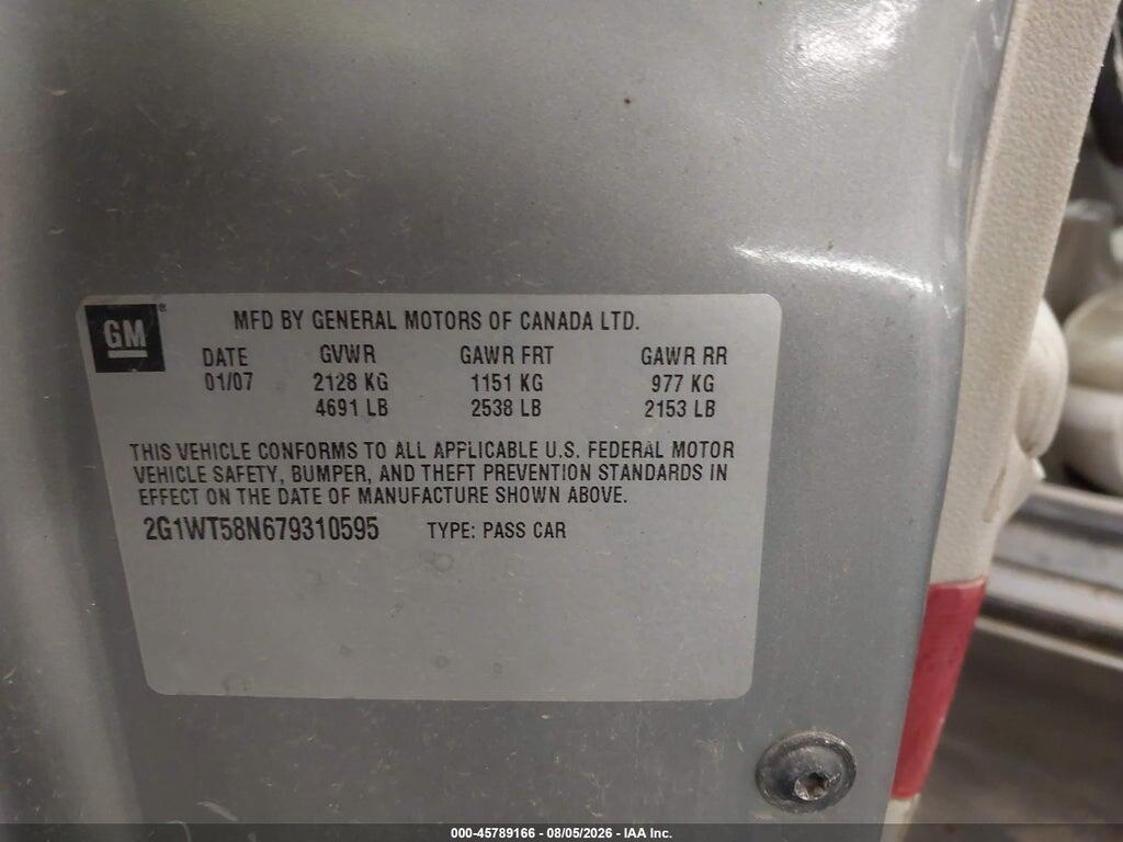2G1WT58N679310595 2007 CHEVROLET IMPALA photo no. 9