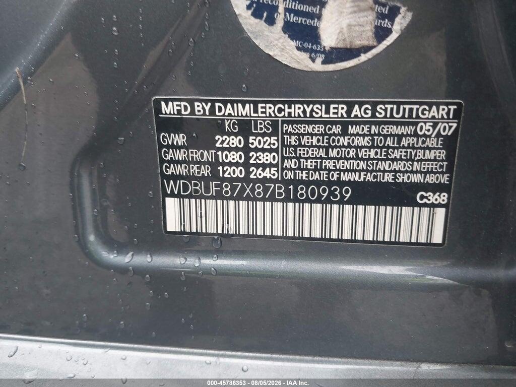 WDBUF87X87B180939 2007 MERCEDES-BENZ E 350 photo no. 9