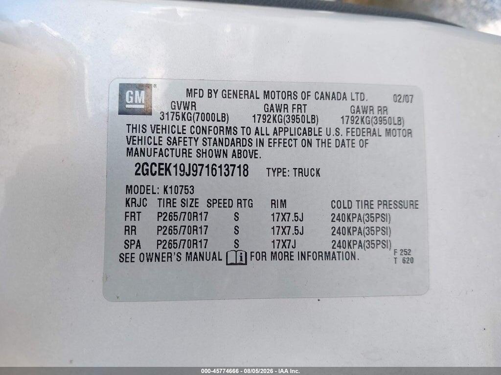 2GCEK19J971613718 2007 CHEVROLET SILVERADO 1500 photo no. 9