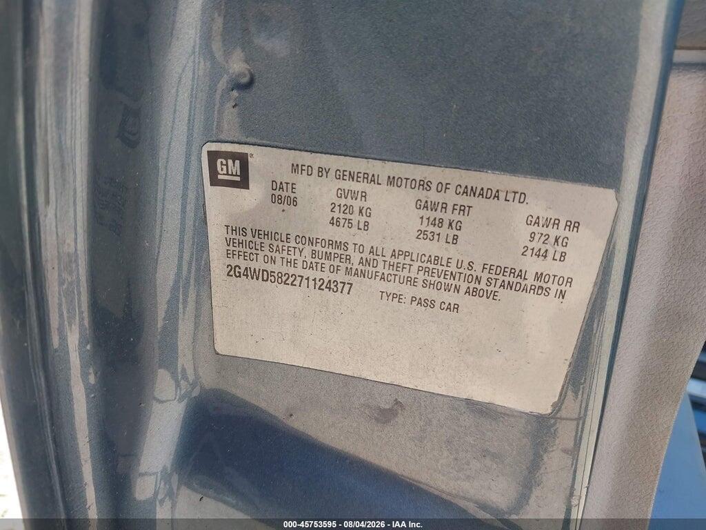 2G4WD582271124377 2007 BUICK LACROSSE photo no. 9