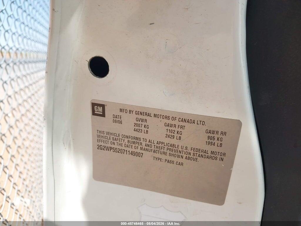 2G2WP552071149007 2007 PONTIAC GRAND PRIX photo no. 9