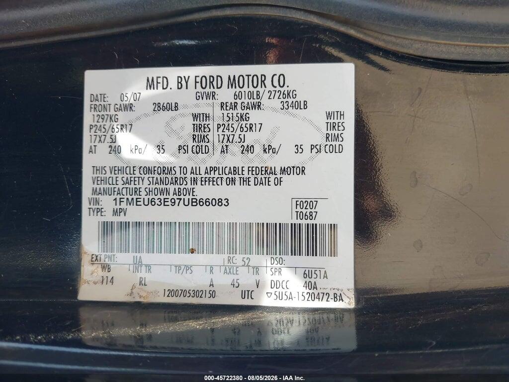 1FMEU63E97UB66083 2007 FORD EXPLORER photo no. 9