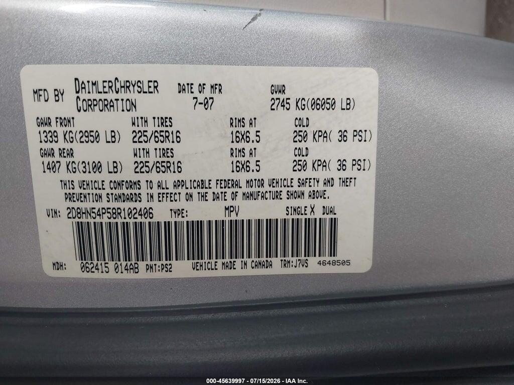 2D8HN54P58R102406 2008 DODGE GRAND CARAVAN photo no. 9
