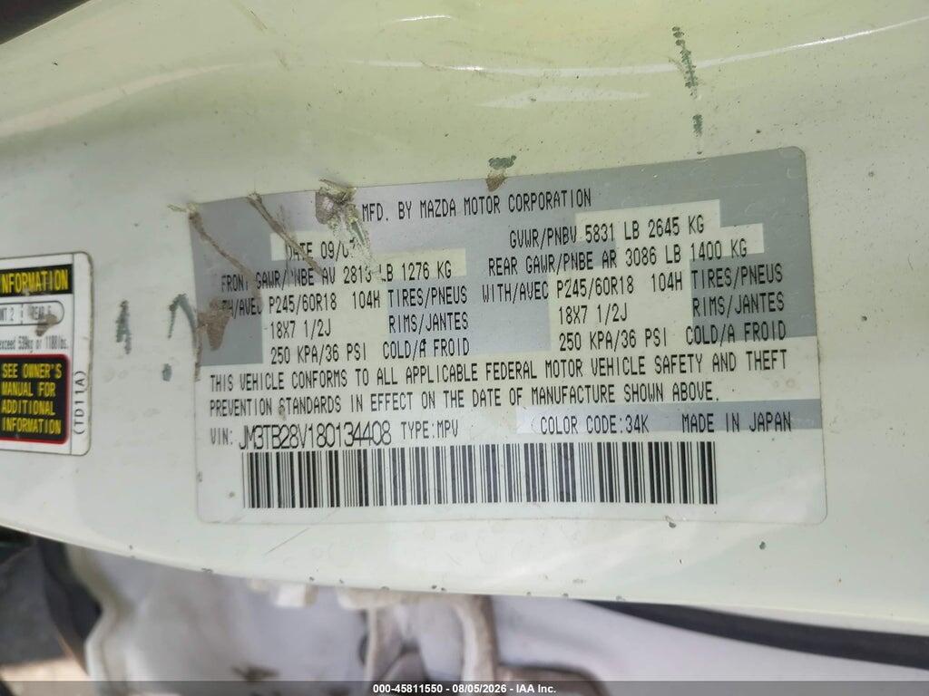 JM3TB28V180134408 2008 MAZDA CX-9 photo no. 9