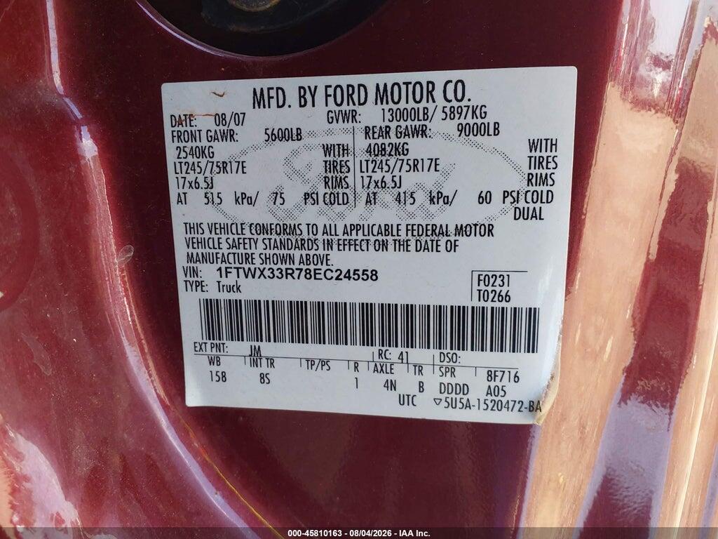 1FTWX33R78EC24558 2008 FORD SUPER DUTY F-350 DRW photo no. 8