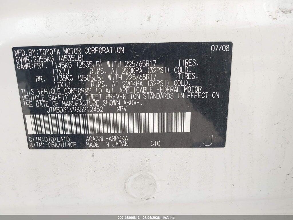 JTMBD31V985212452 2008 TOYOTA RAV4 photo no. 9