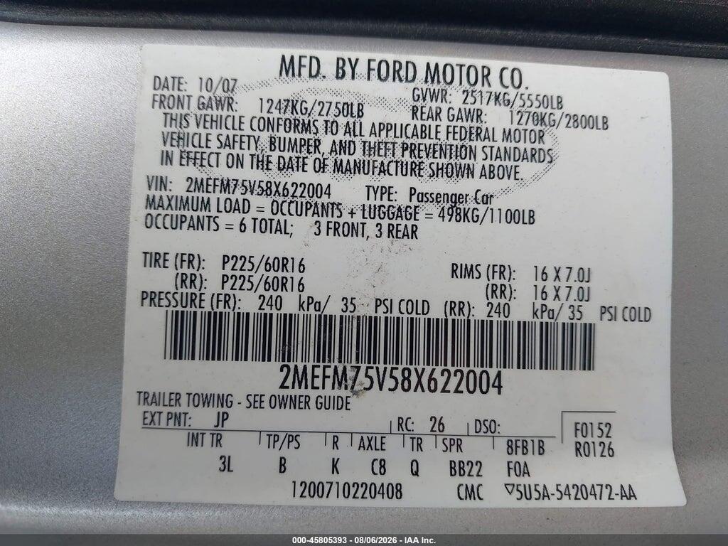 2MEFM75V58X622004 2008 MERCURY GRAND MARQUIS photo no. 9