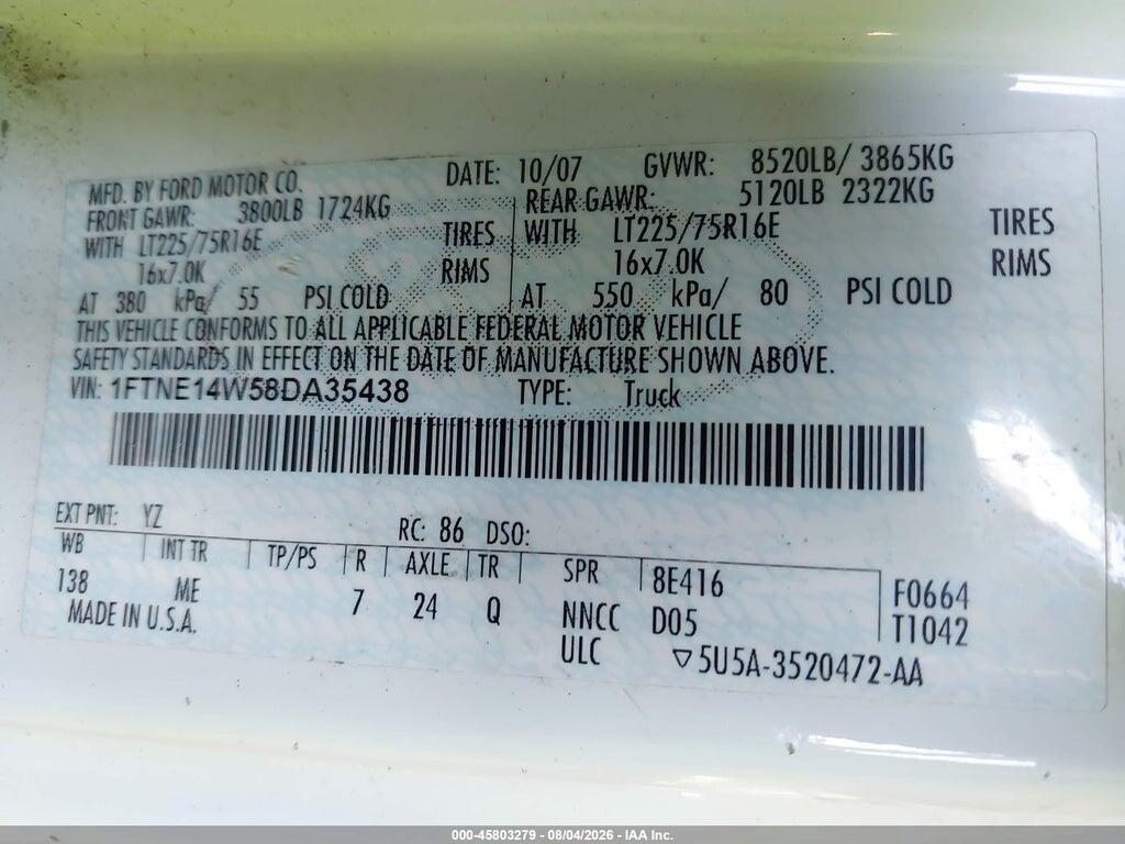 1FTNE14W58DA35438 2008 FORD E-150 photo no. 9