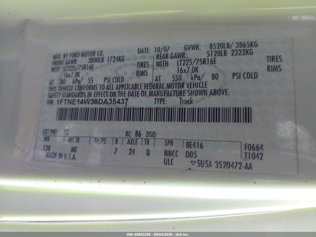 1FTNE14W38DA35437 2008 FORD E-150 photo no. 9