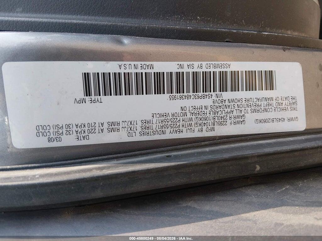 4S4BP63C484361955 2008 SUBARU OUTBACK photo no. 9