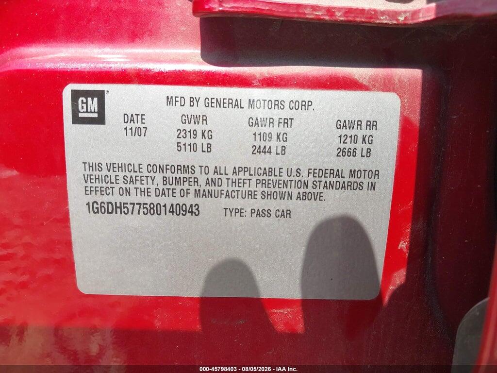 1G6DH577580140943 2008 CADILLAC CTS photo no. 9