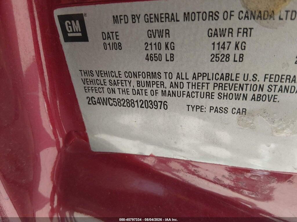2G4WC582881203976 2008 BUICK LACROSSE photo no. 9