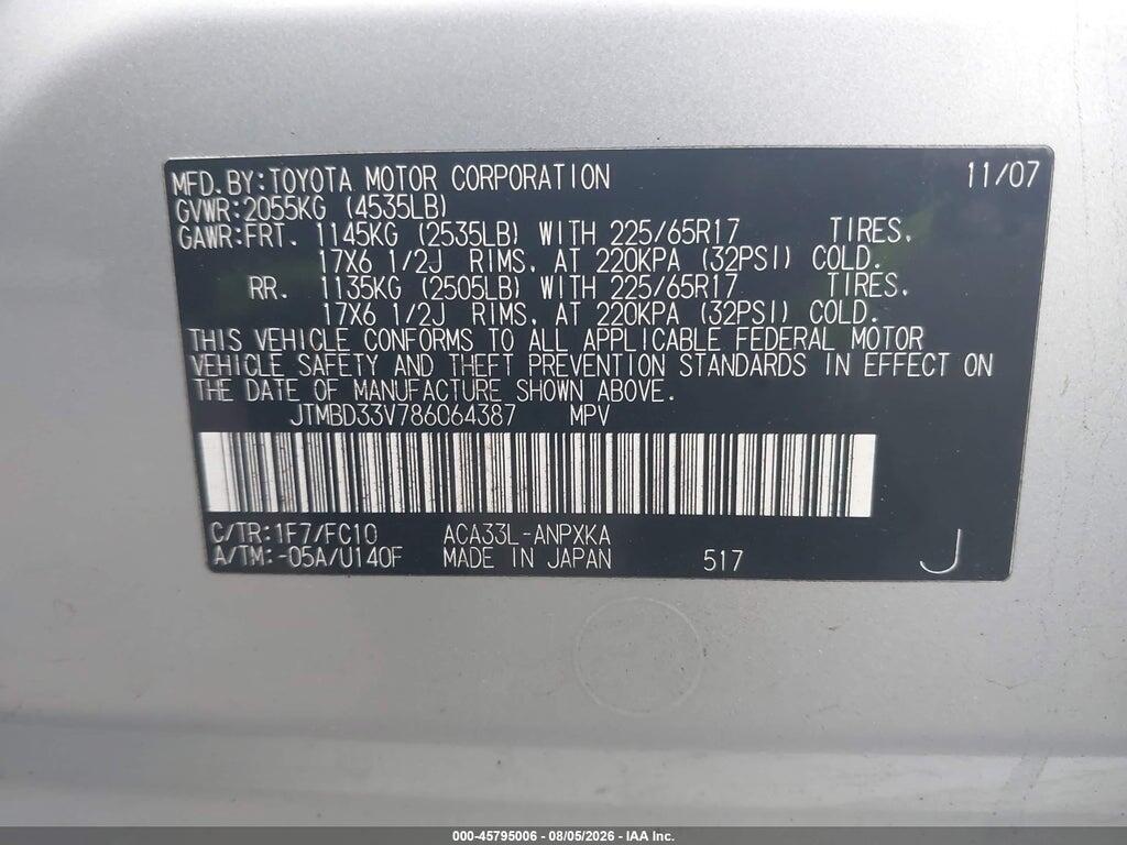 JTMBD33V786064387 2008 TOYOTA RAV4 photo no. 9