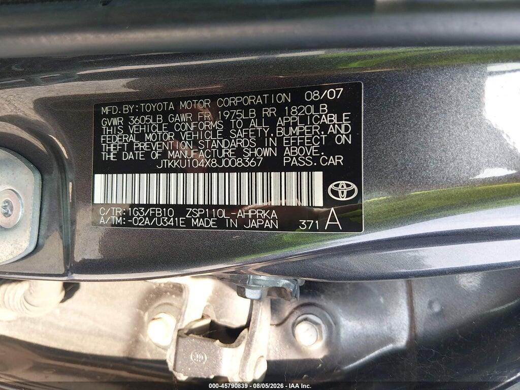 JTKKU104X8J008367 2008 SCION XD photo no. 9