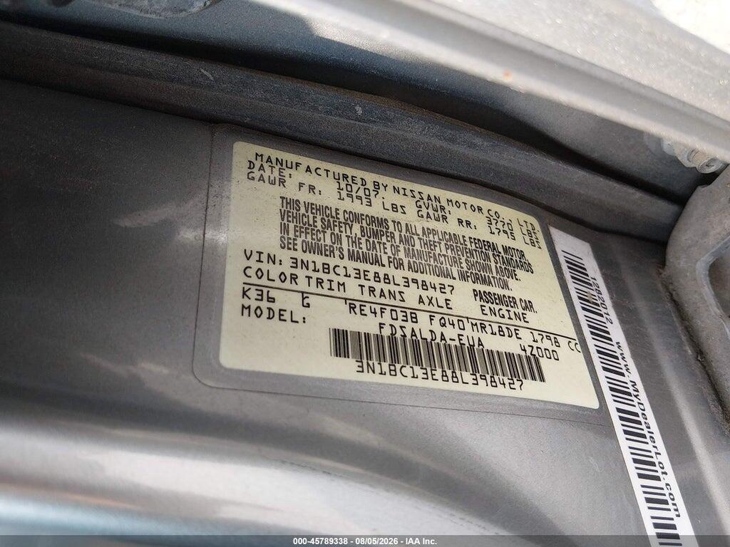 3N1BC13E88L398427 2008 NISSAN VERSA photo no. 9