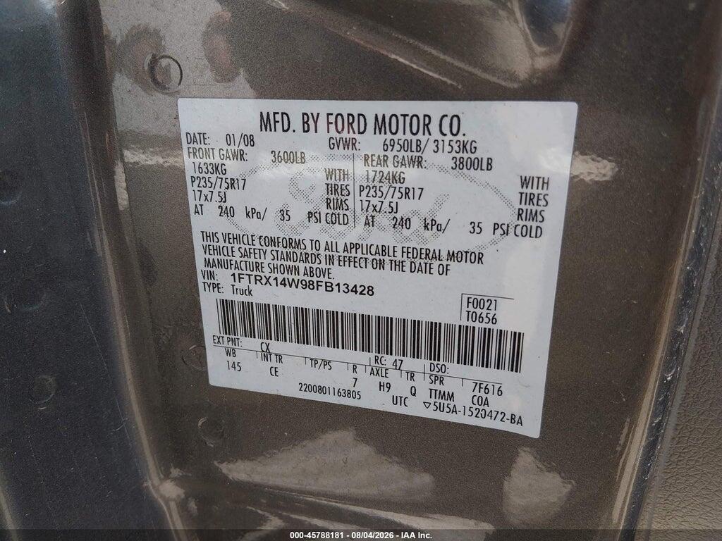 1FTRX14W98FB13428 2008 FORD F-150 photo no. 9