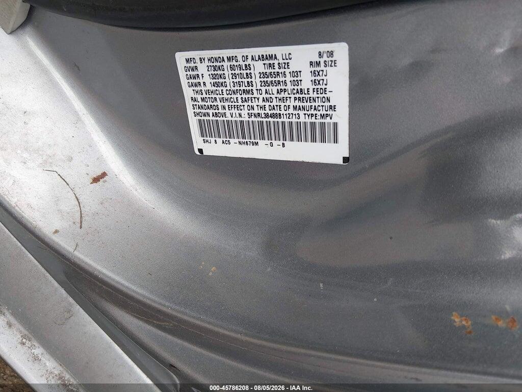 5FNRL38488B112713 2008 HONDA ODYSSEY photo no. 9