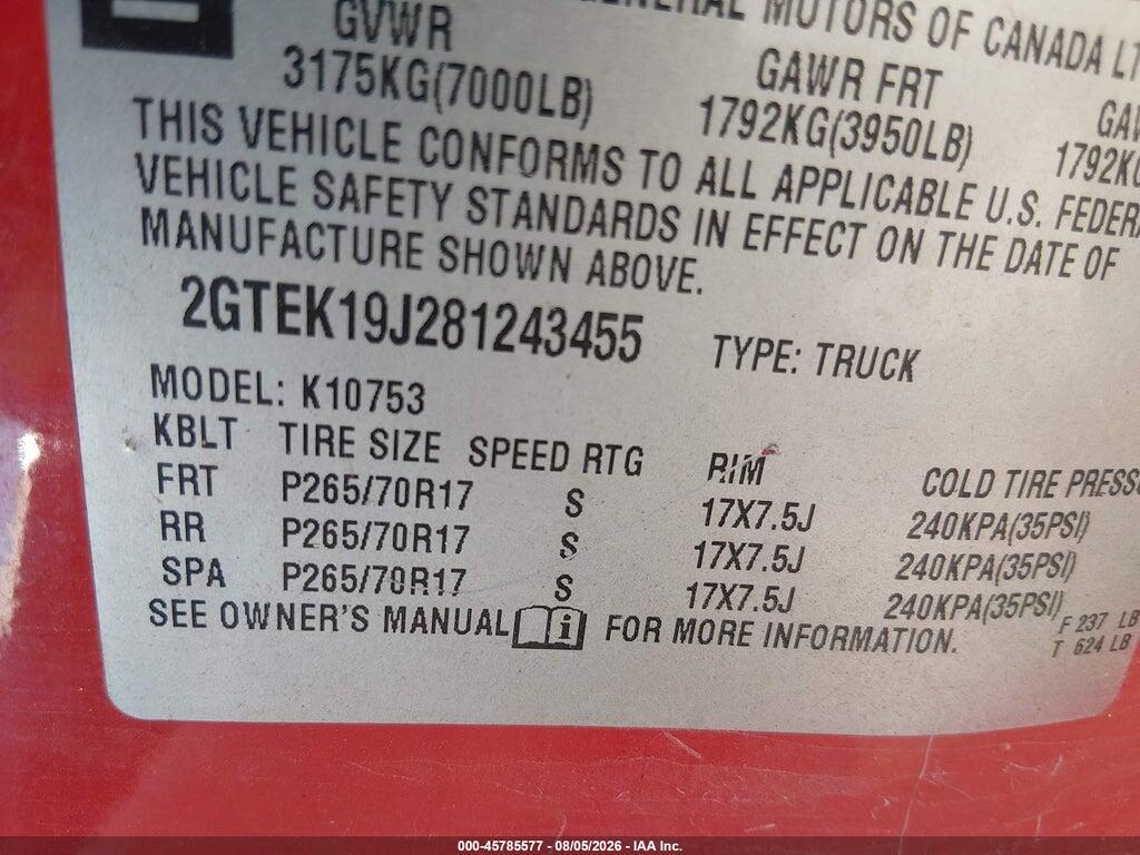 2GTEK19J281243455 2008 GMC SIERRA 1500 photo no. 9