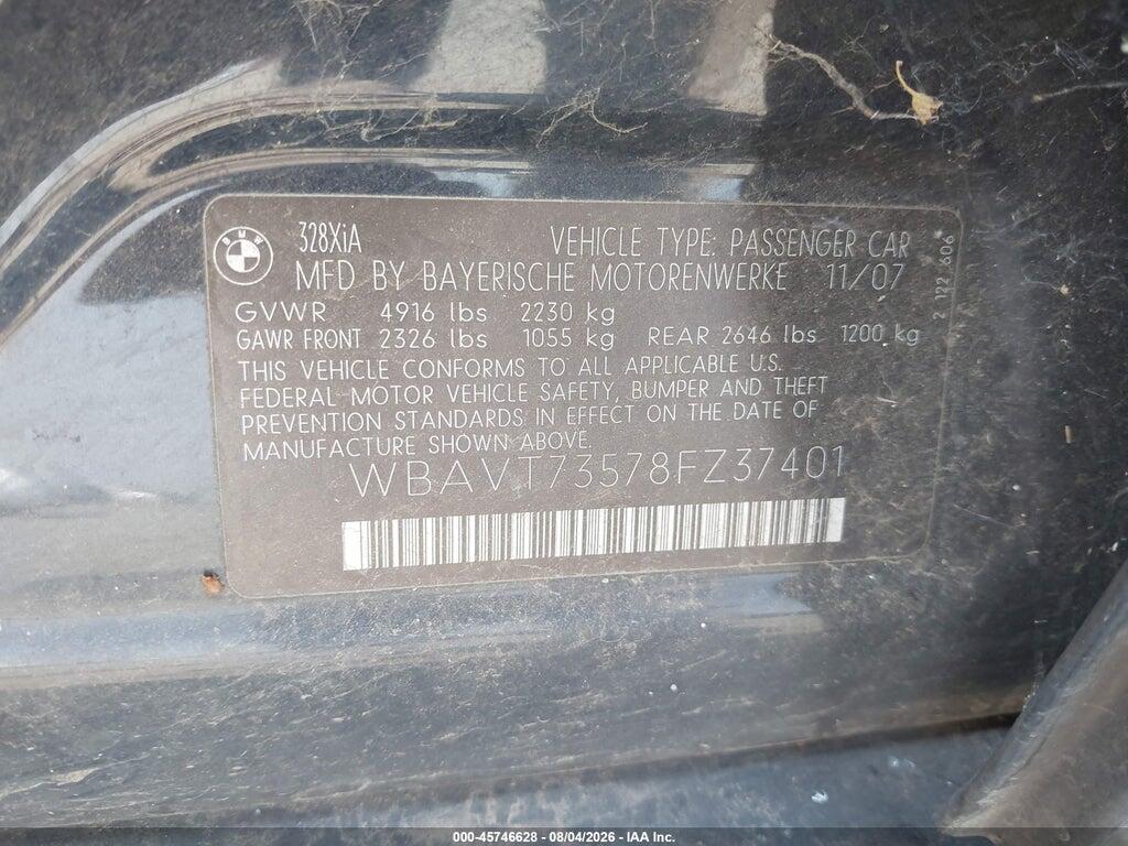 WBAVT73578FZ37401 2008 BMW 328XI photo no. 9