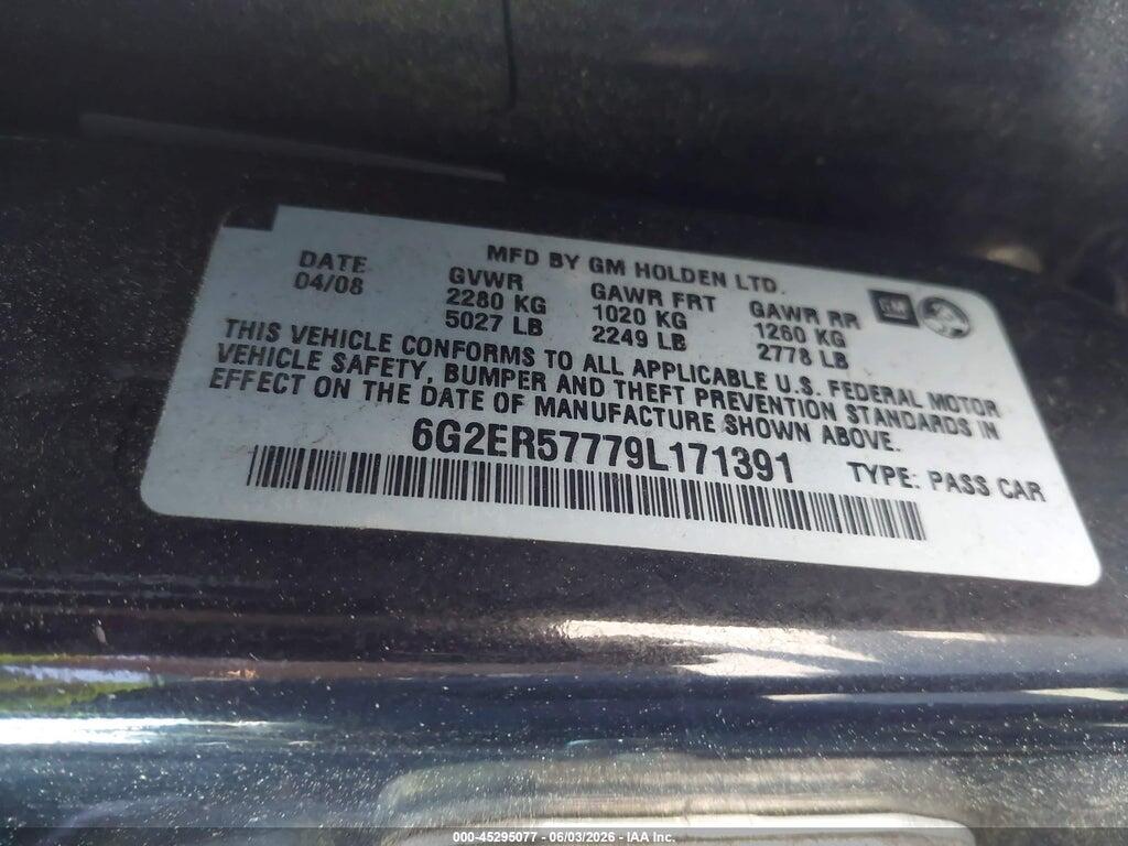 6G2ER57779L171391 2009 PONTIAC G8 photo no. 9