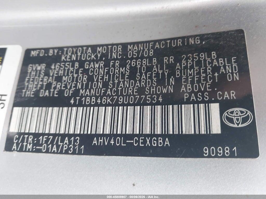 4T1BB46K79U077534 2009 TOYOTA CAMRY HYBRID photo no. 9