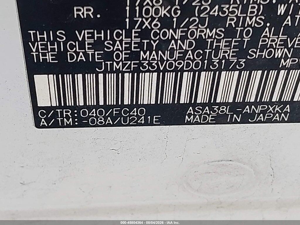 JTMZF33V09D013173 2009 TOYOTA RAV4 photo no. 9