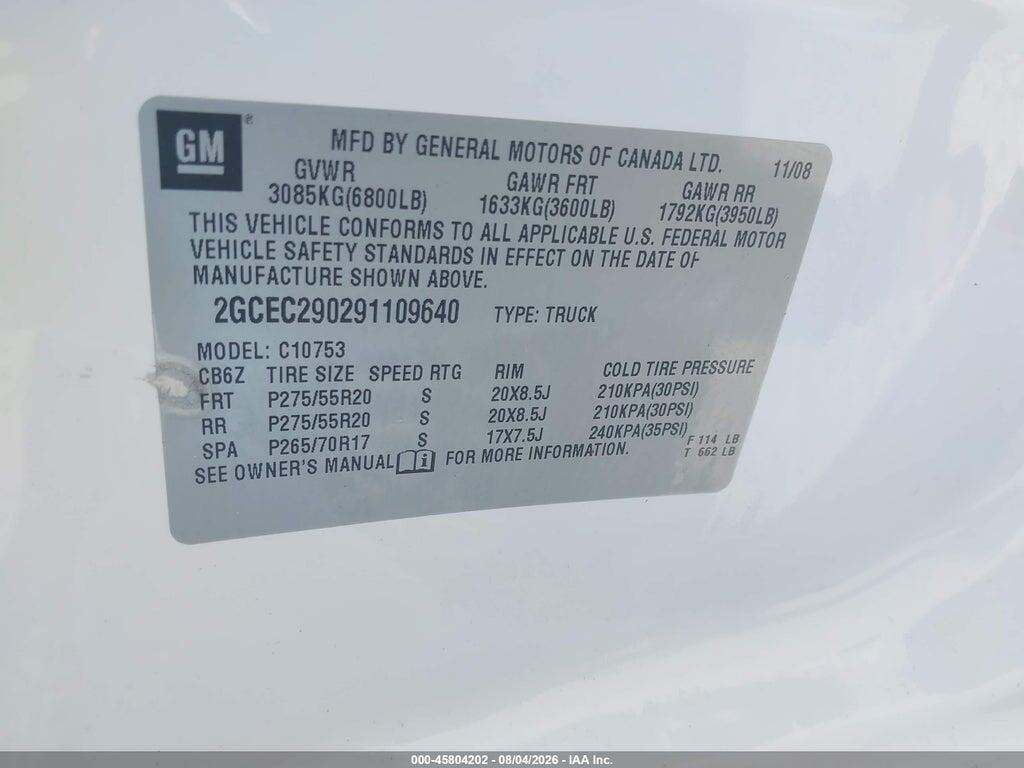 2GCEC290291109640 2009 CHEVROLET SILVERADO 1500 photo no. 9