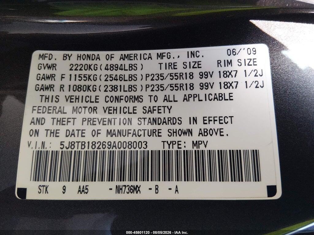 5J8TB18269A008003 2009 ACURA RDX photo no. 9