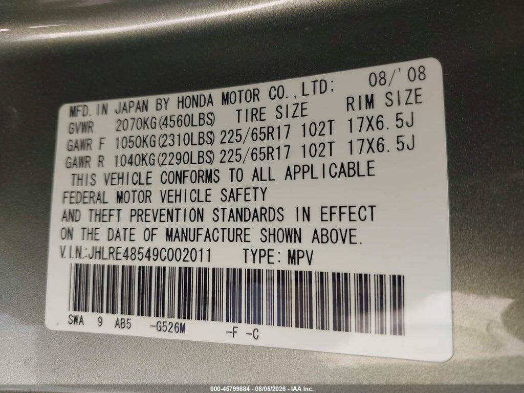 JHLRE48549C002011 2009 HONDA CR-V photo no. 9