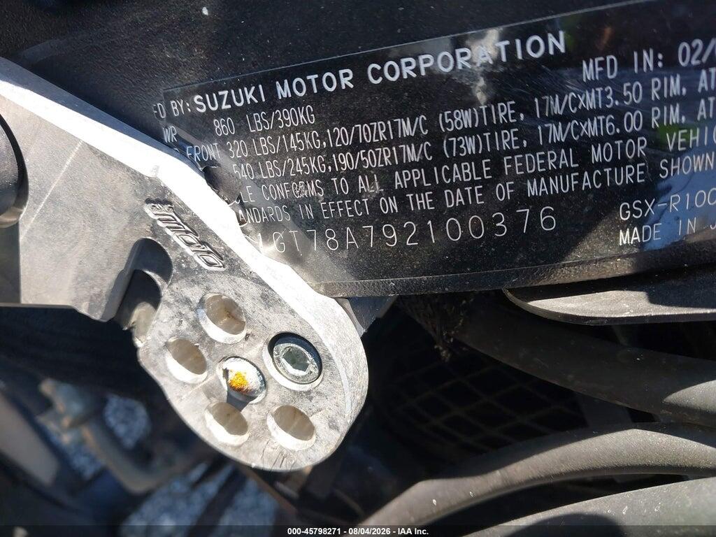 JS1GT78A792100376 2009 SUZUKI GSX-R1000 photo no. 10