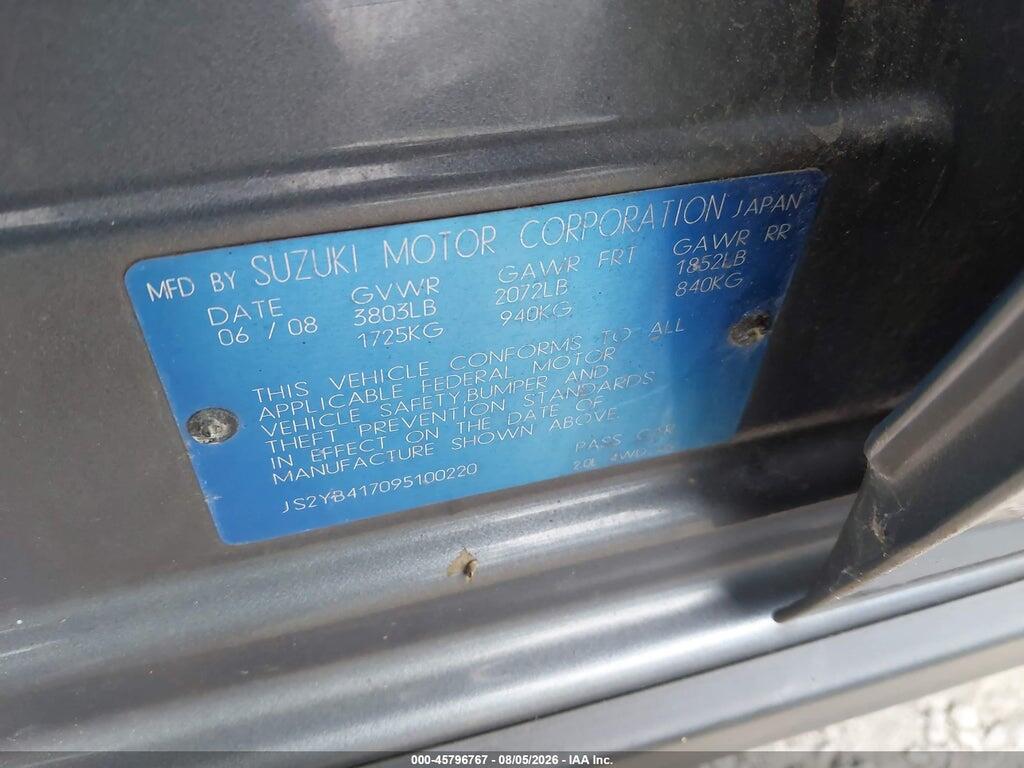 JS2YB417095100220 2009 SUZUKI SX4 photo no. 9