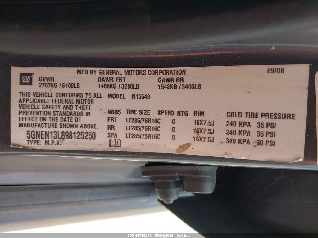 5GNEN13L898125250 2009 HUMMER H3T photo no. 9