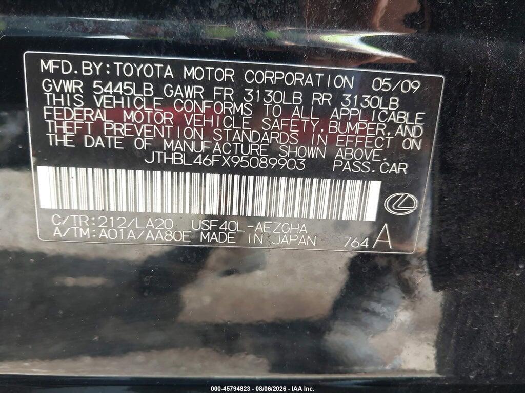 JTHBL46FX95089903 2009 LEXUS LS 460 photo no. 9