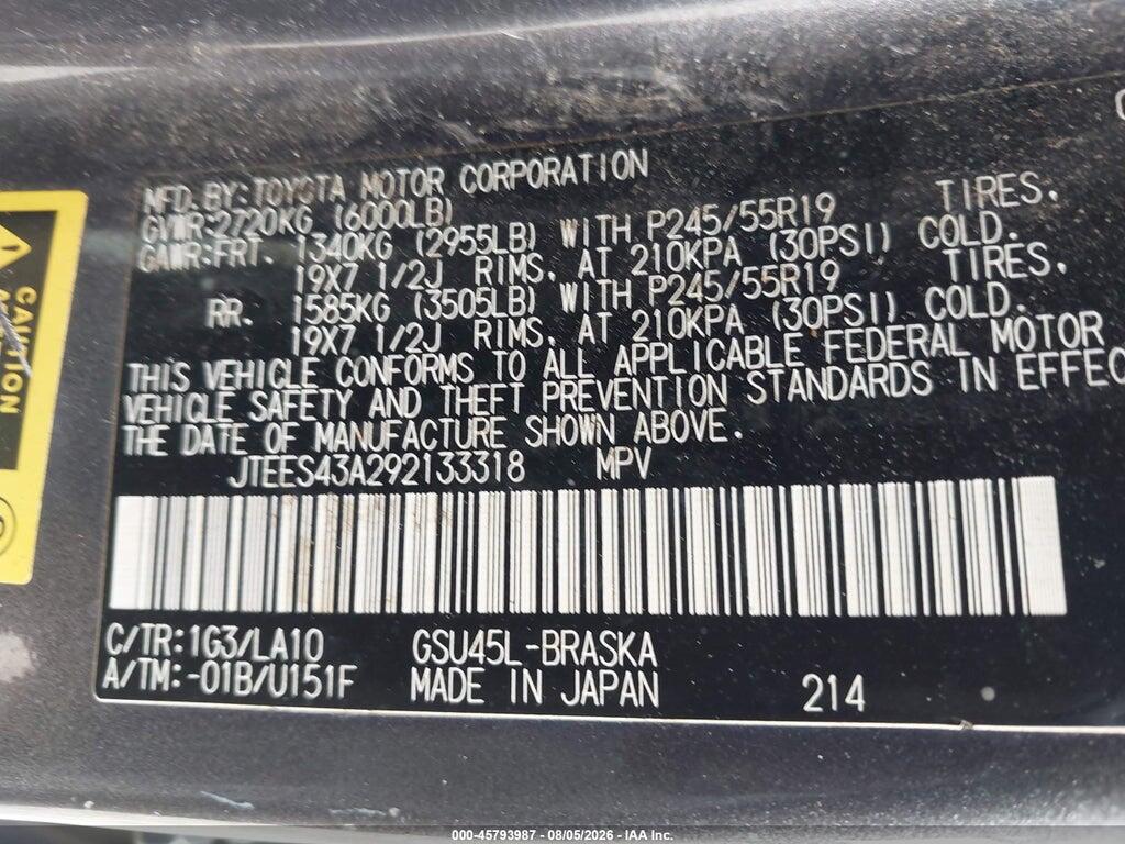 JTEES43A292133318 2009 TOYOTA HIGHLANDER photo no. 9