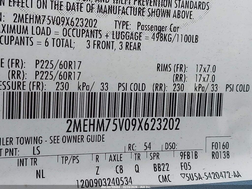 2MEHM75V09X623202 2009 MERCURY GRAND MARQUIS photo no. 9