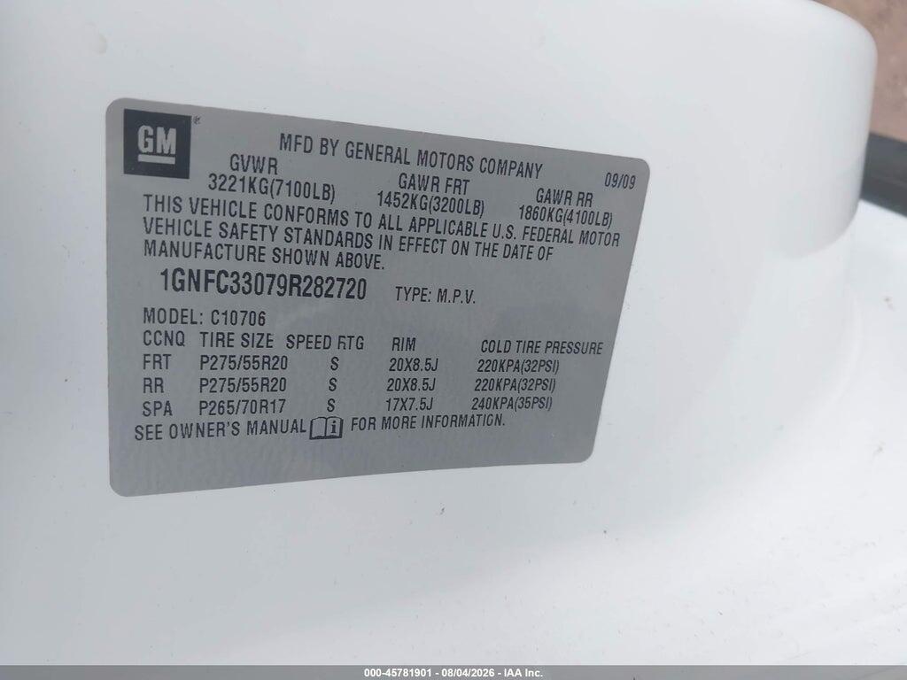 1GNFC33079R282720 2009 CHEVROLET TAHOE photo no. 9