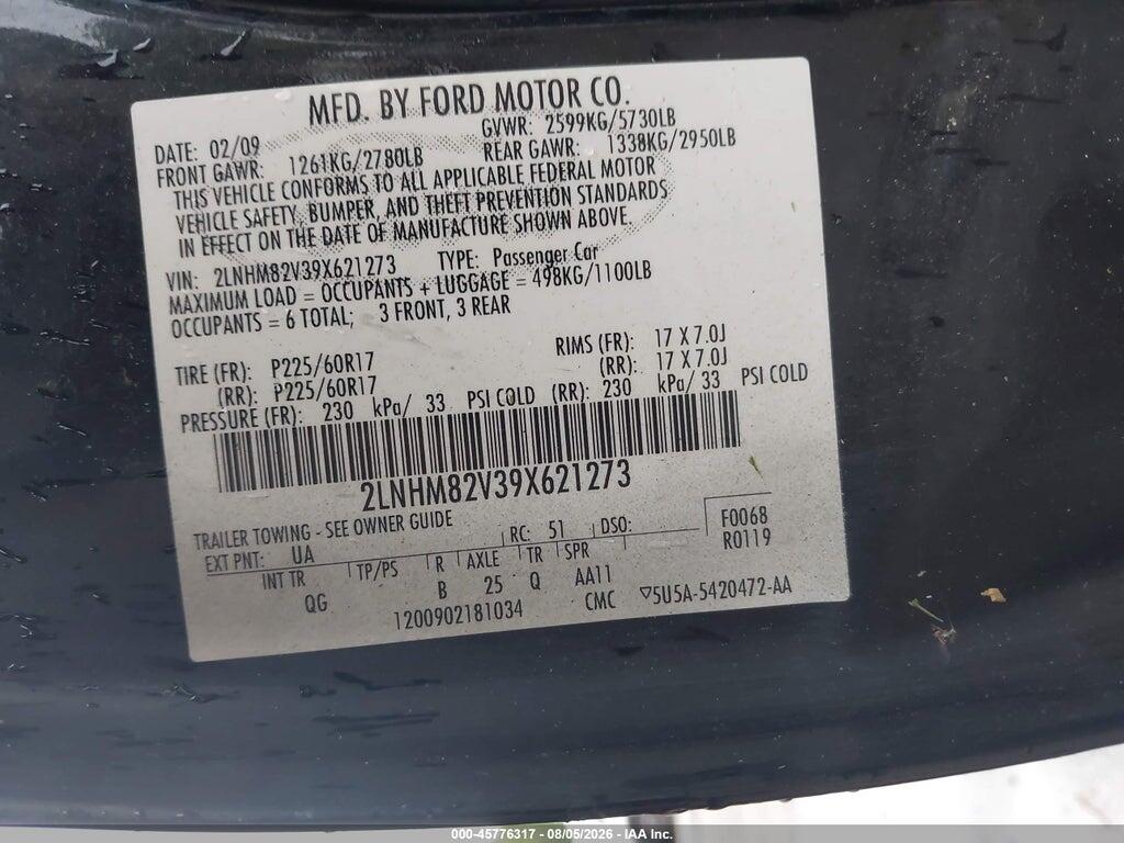2LNHM82V39X621273 2009 LINCOLN TOWN CAR photo no. 9