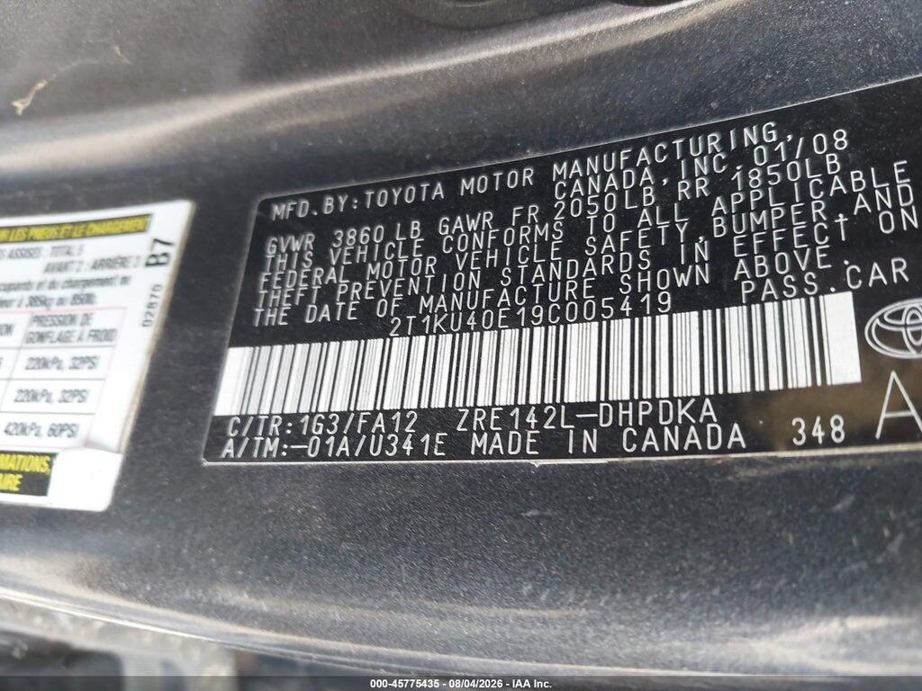 2T1KU40E19C005419 2009 TOYOTA MATRIX photo no. 9