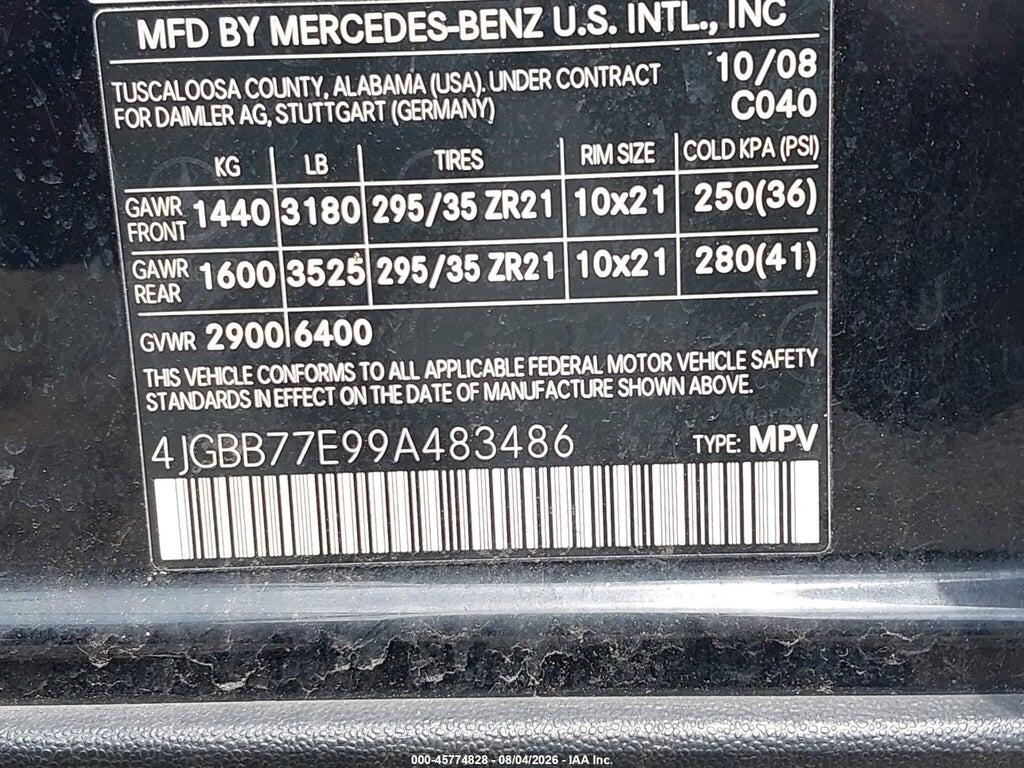 4JGBB77E99A483486 2009 MERCEDES-BENZ ML 63 AMG photo no. 9