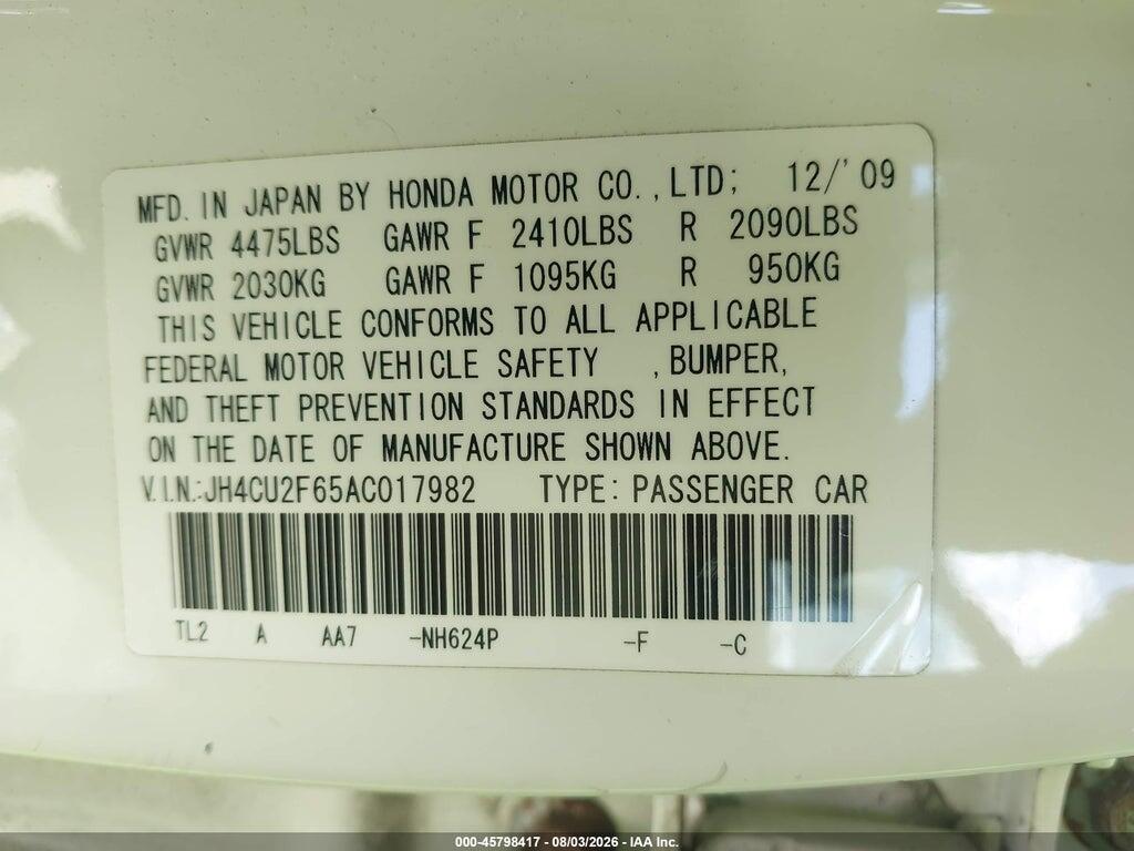 JH4CU2F65AC017982 2010 ACURA TSX photo no. 9