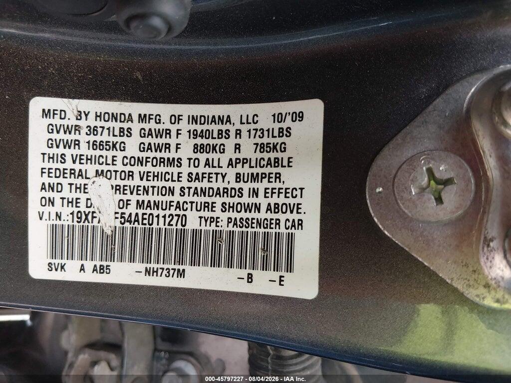 19XFA1F54AE011270 2010 HONDA CIVIC photo no. 9