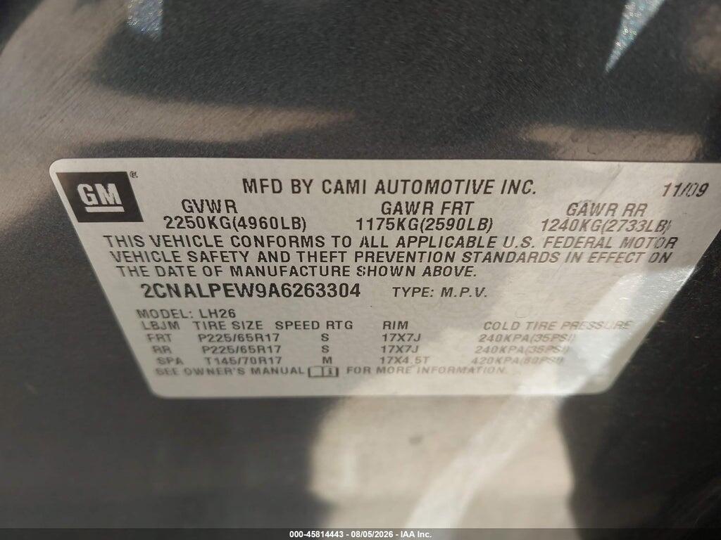 2CNALPEW9A6263304 2010 CHEVROLET EQUINOX photo no. 9