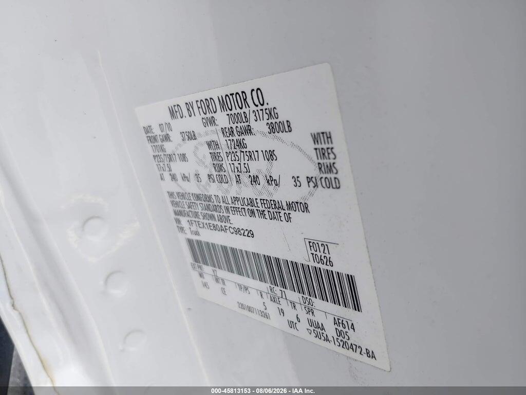 1FTEX1E80AFC98229 2010 FORD F-150 photo no. 9