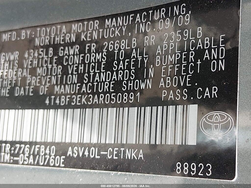 4T4BF3EK3AR050891 2010 TOYOTA CAMRY photo no. 9